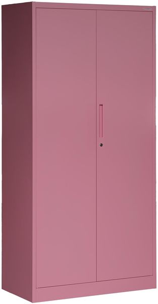 Domator Metallschrank 185 x 90 x 45 cm | Aktenschrank Abschließbar mit Kleiderstange, Pulverbeschichtung | Aufbewahrungsschrank Umkleideschrank Spind Kleiderstange | Rosa