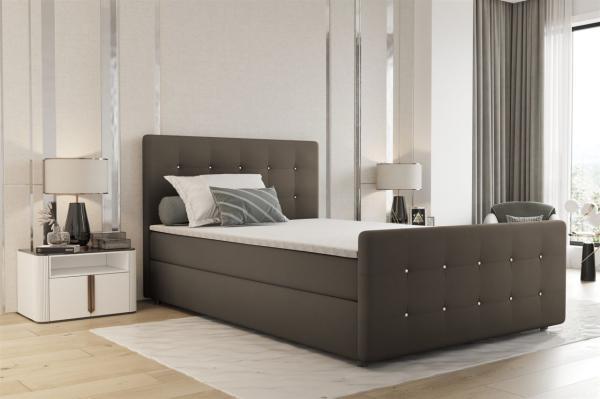 Boxspringbett Schlafzimmerbett MARKOS 200x200cm Stoff Soro Taupe inkl. Topper