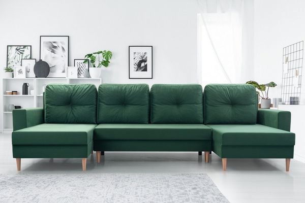 MOEBLO Wohnlandschaft CARL U, Ecksofa U-Form mit Schlaffunktion Eckcouch mit Bettkasten Sofa Couch Polsterecke U-Sofa - 300x142x90 cm, mit Relaxfunktion