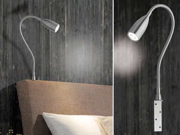 Fischer & Honsel 30702 LED Bettleuchte Sten nickel matt verstellbar