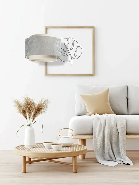 BPS Koncept DUM-009 Hängeleuchte DOBLO PVC-Kunststoff, gepolstert grau, creme-beige 1xE27 60W H:109cm Ø40cm dimmbar