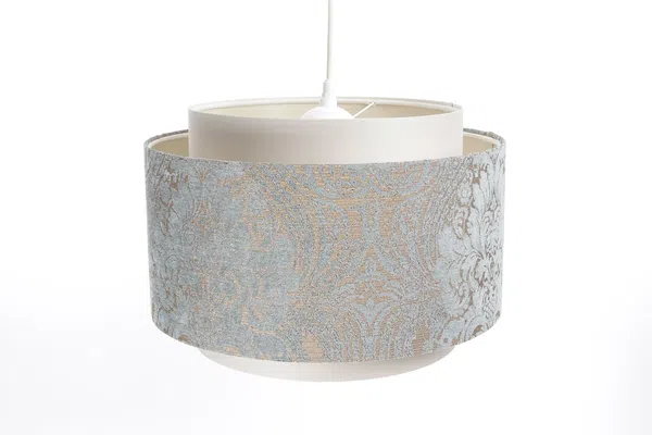 BPS Koncept DUM-009 Hängeleuchte DOBLO PVC-Kunststoff, gepolstert grau, creme-beige 1xE27 60W H:109cm Ø40cm dimmbar Bild 6