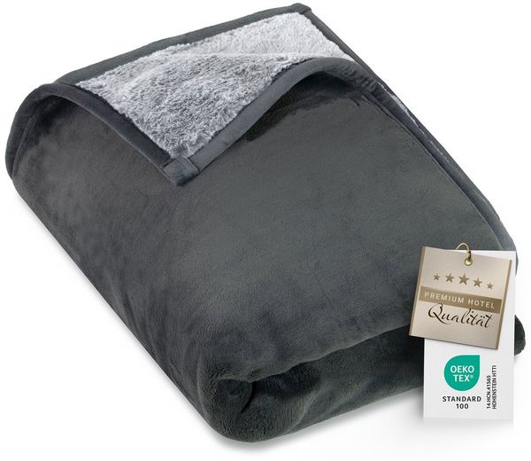 Wohndecke, ZOLLNER, Super weich, Wendedecke in zwei Größen, 150 x 200 cm, 100% Polyester, vom Hotelwäschespezialisten