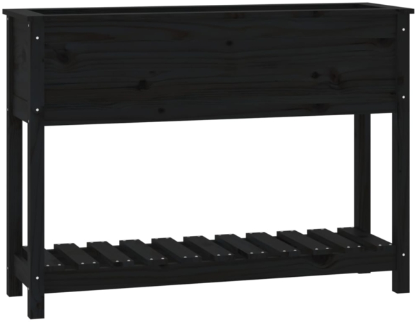 vidaXL Pflanzkübel mit Ablage Schwarz 111,5x34,5x81 cm Kiefernholz 823770