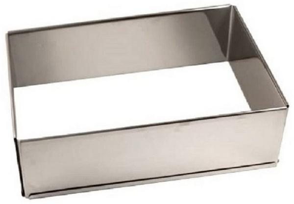 Lares | Backrahmen extra hoch | Edelstahl | Länge: 25-46 cm | Breite: 17-32 cm | Höhe: 7,5 cm | ideal für individuelle Backkreationen | Made in Germany