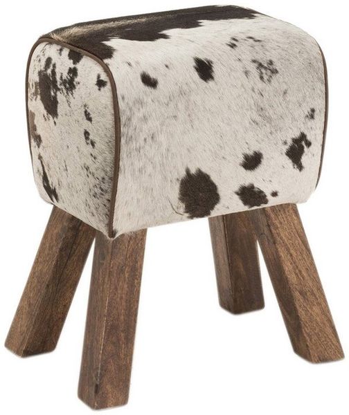 More2Home Sitzhocker MUH echtes Kuhfell in Turnbockform mit Mangoholz-Füssen