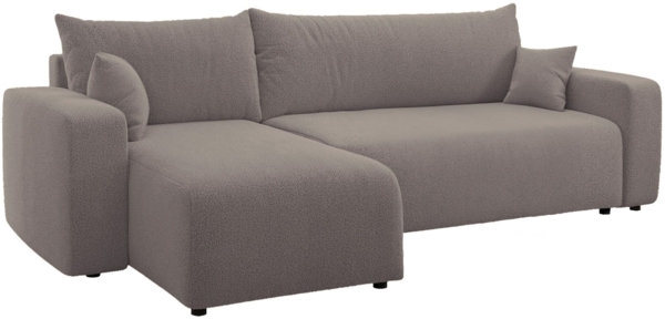 Selsey 'Pianoni' Ecksofa mit Schlaffunktion, Stauraum und Bouclé-Bezug, hellbraun, 83 x 244 x 140 cm