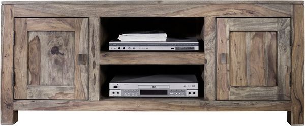 TV-Board Sheesham 145x45x60 grau geölt NATURE GREY #41