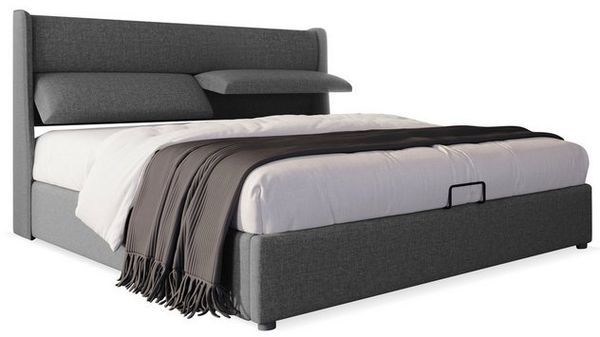 TavilaEcon Boxspringbett Polsterbett mit verstellbarem Kopfteil, Stauraum, aus Leinenmaterial mit Lattenrost Bild 4