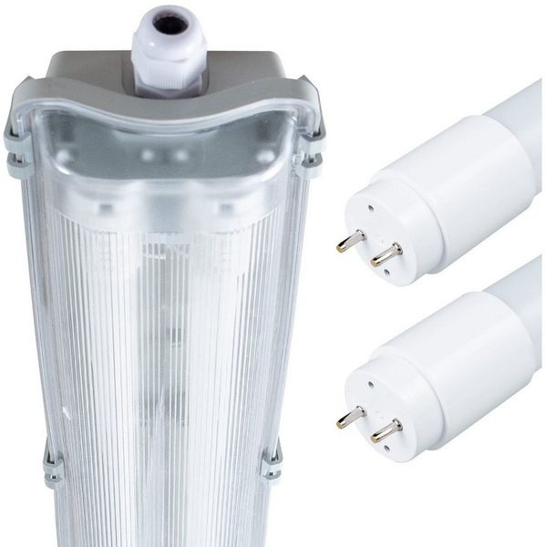proventa LED Deckenleuchte Feuchtraumleuchte 120 cm, IP65, 2x LED-Röhre, 36 W, 4320 Lumen, Kunststoff