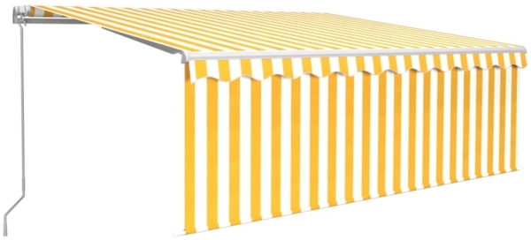 vidaXL Markise Manuell Einziehbar mit Rollo 4x3 m Gelb & Weiß 3069298