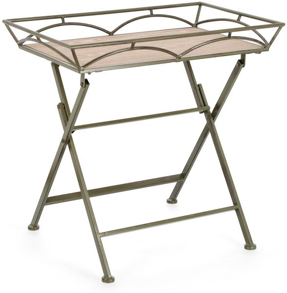 Beistelltisch Guenda aus Metall, klassisches Design, klappbar, grün, von Bizzotto