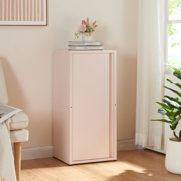 [en. casa] 'Burlöv' Metallschrank, Stahl, 88 x 40 x 35 cm, Rosa
