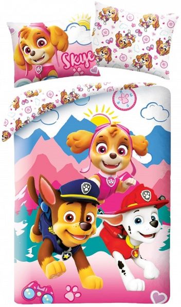 Paw Patrol Bettwäsche Set aus Baumwolle Bettdeckenbezug 140 × 200 cm mit 70 × 90 cm Kissenbezug