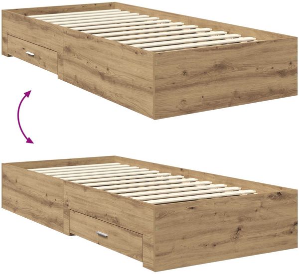 vidaXL Bettrahmen mit Kopfteil Artisan-Eiche 90 x 200 cm Holzwerkstoff 3410948 Bild 12