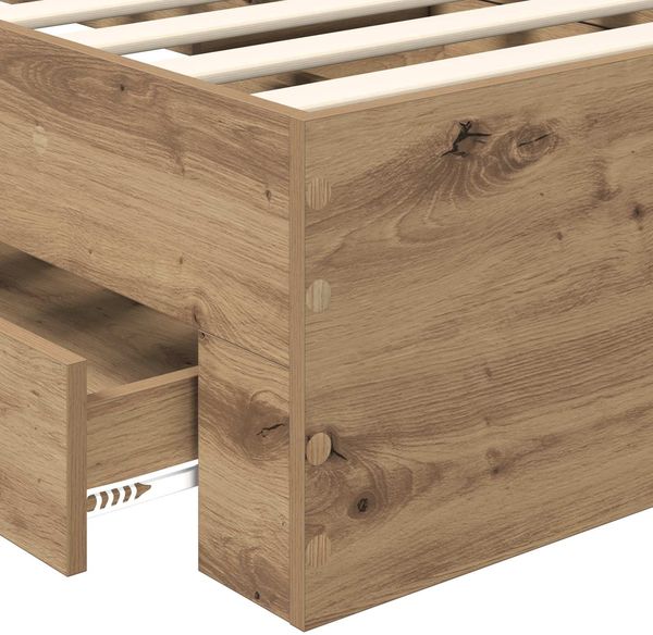 vidaXL Bettrahmen mit Kopfteil Artisan-Eiche 90 x 200 cm Holzwerkstoff 3410948 Bild 10