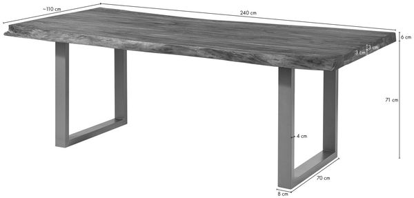Baumtisch Mango 240x100x77 grau lackiert / U-Beine anthrazit matt FREEFORM 5 Bild 8