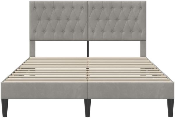 vidaXL Bettrahmen mit Kopfteil Hellgrau 140 x 200 cm Samt 42027667 Bild 4