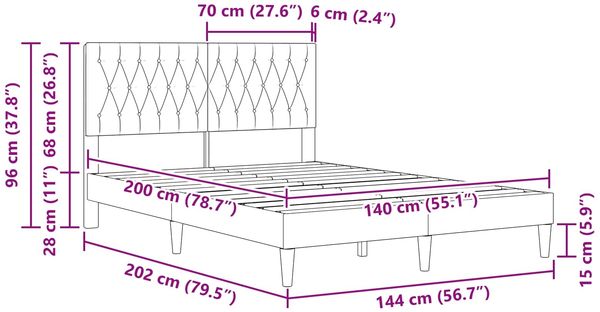 vidaXL Bettrahmen mit Kopfteil Hellgrau 140 x 200 cm Samt 42027667 Bild 9