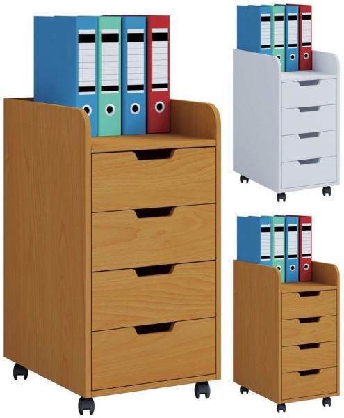 VCM Rollcontainer Konal 913235 Weiß H. 65 x B. 33 x T. 40 cm