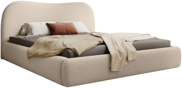 Selsey 'Simsalo' Polsterbett mit Bouclé-Bezug und Stauraum, beige, 140x200 cm