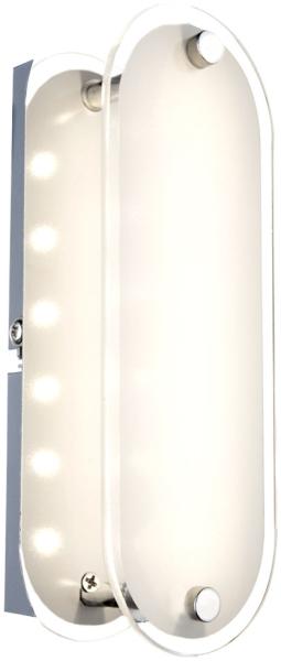 LED Wandleuchte, Glas satiniert klar, Chrom, L 19 cm