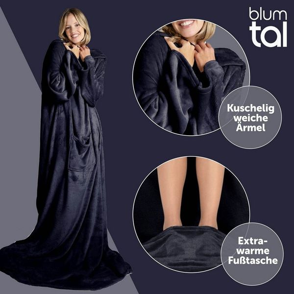 Wohndecke Kuscheldecke mit Ärmeln und Fußtasche, Blumtal