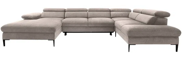 Vente-unique - SEPINA Sofa SamtStoff Schokoladenbraun - B 214 cm x H 75 cm x L 353 cm Bild 3