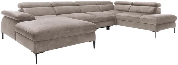 Vente-unique - SEPINA Sofa SamtStoff Schokoladenbraun - B 214 cm x H 75 cm x L 353 cm Bild 2
