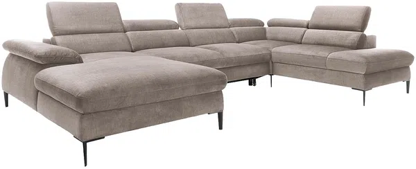 Vente-unique - SEPINA Sofa SamtStoff Schokoladenbraun - B 214 cm x H 75 cm x L 353 cm Bild 6