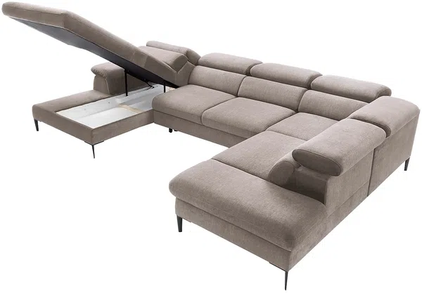 Vente-unique - SEPINA Sofa SamtStoff Schokoladenbraun - B 214 cm x H 75 cm x L 353 cm Bild 5