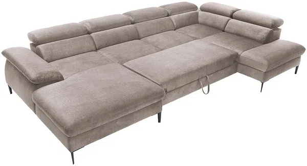 Vente-unique - SEPINA Sofa SamtStoff Schokoladenbraun - B 214 cm x H 75 cm x L 353 cm Bild 4