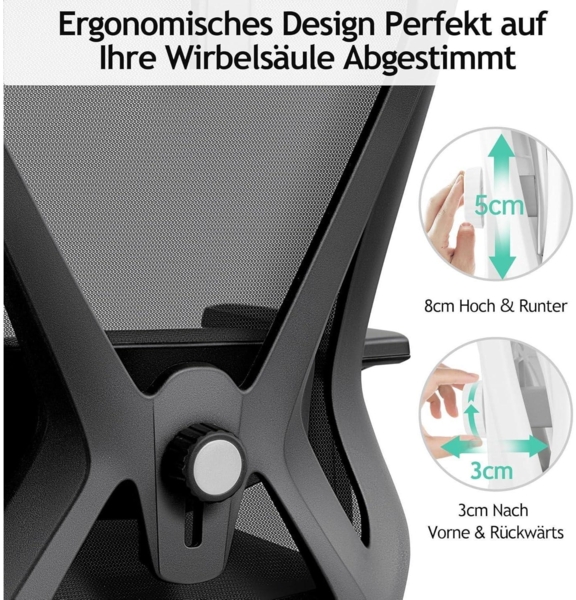 Ergonomischer Bürostuhl Verstellbare Kopfstütze Lendenwirbelstütze Bild 5