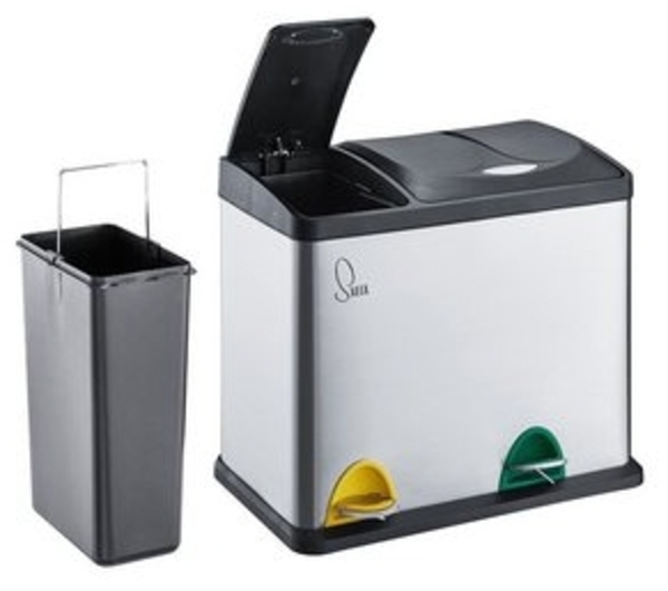 SVITA TC2 Combo26 Papierkorb Mülleimer Mülltrennung Edelstahl 8L+18L Silber Bild 6