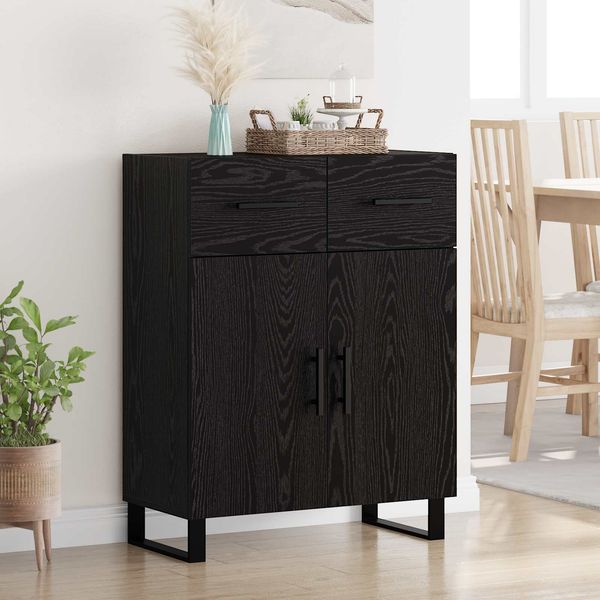 vidaXL Sideboard Schwarz Eichen-Optik 69,5 x 34 x 90 cm Holzwerkstoff 882310