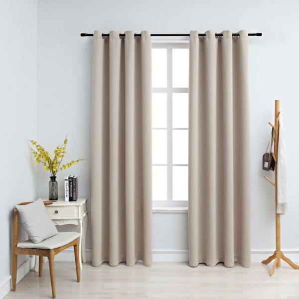 vidaXL Verdunkelungsvorhänge mit Metallösen 2 Stk. Beige 140x225 cm 134443