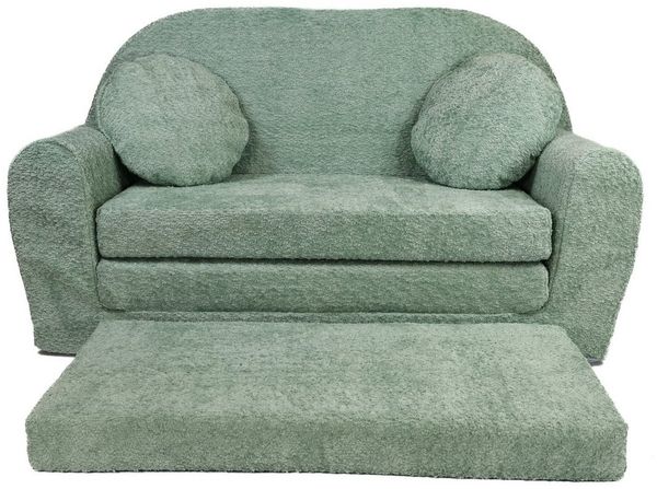 FORTISLINE Kindersofa Kindersofa aus Teddy-Stoff mit Verlängerung - Klappsofa, Spielsofa, ausklappbar