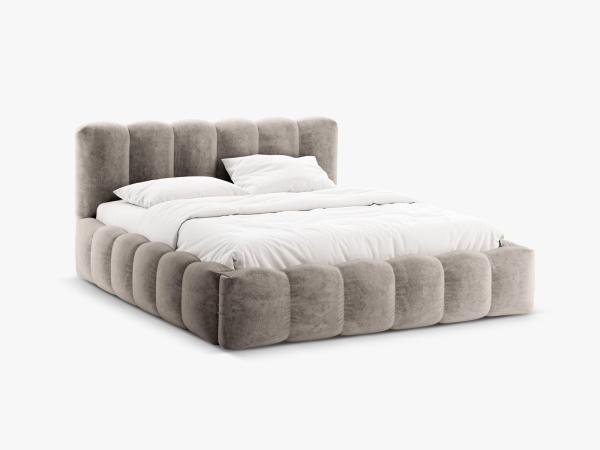 Micadoni Stauraumbett mit Kopfteil Lupine Chenille Loris Cappuccino 180x200