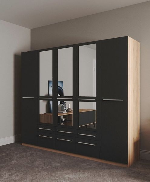 priess Kleiderschrank Schrank Garderobe Wäscheschrank Barcelona in 5 Breiten viel Stauraum, geräumige Schubkästen, mit Spiegel, MADE IN GERMANY