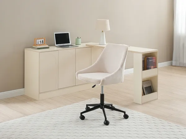 Vente-unique - MASURIE Office chair SamtStoff SchwarzBeige - B 58 cm x H 81 cm91 cm x L 51 cm