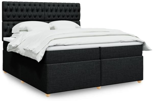 vidaXL Boxspringbett mit Matratze Schwarz 200x200 cm Stoff 3291396