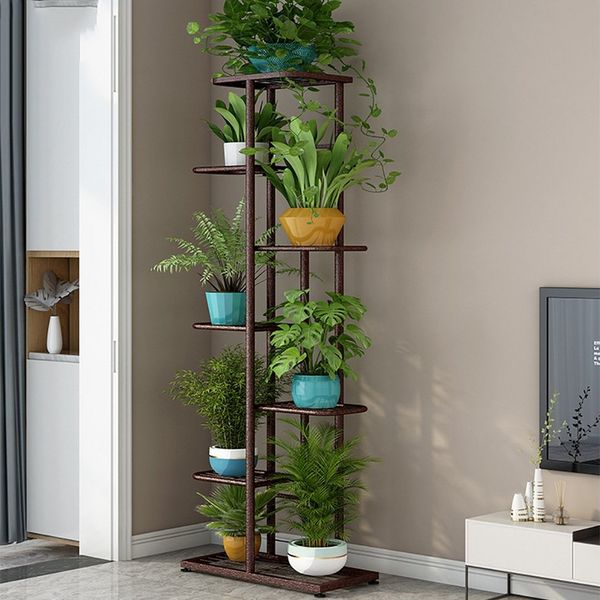 GarveeMore Blumenständer Pflanzenständer 7Tier 8Potted Multiple Blumentopf Halter RegalEckregal, Pflanzenständer Innen und Außen für Terrasse Garten Balkon Wohnzimmer