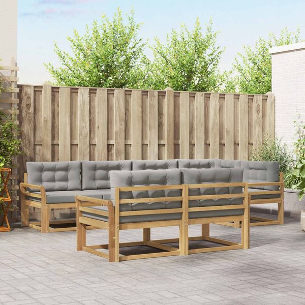 vidaXL Outdoor-Sofagarnitur 6 pcs Weiß und Hellgrau Polyester 3386585