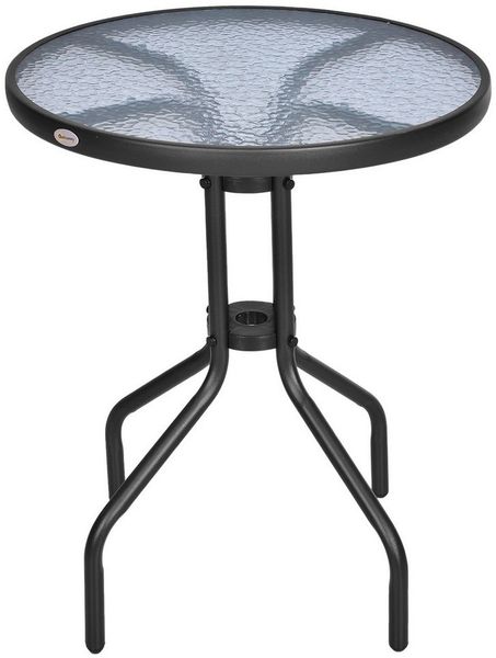 MC Star Gartentisch rund Balkontisch Ø60xH70cm aus Metall mit Sicherheitsglas (ideal für Garten & Balkon)