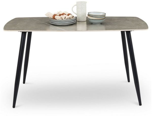 IDIMEX Esstisch MORA, Esszimmertisch 140x80 cm Keramikplatte und Metallgestell Grau/Schwarz