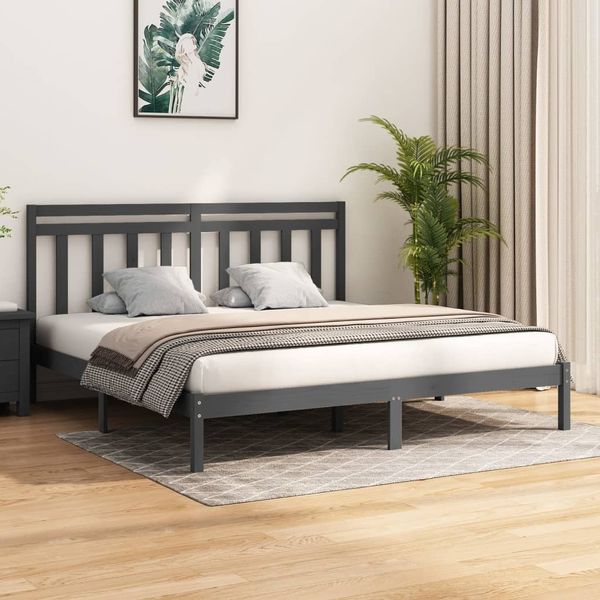 vidaXL Massivholzbett Grau 200x200 cm [3105272]