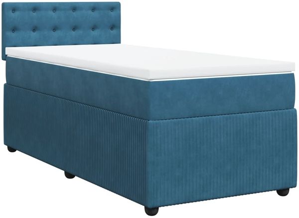 vidaXL Boxspringbett mit Matratze Blau 90x190 cm Samt 3289918 Bild 3