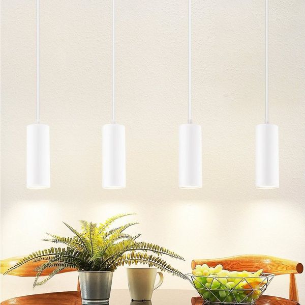 ZMH Pendelleuchte 4 Flammig Holz Esstisch Metall Matt GU10, ohne Leuchtmittel, Hängeleuchte Höhenverstellbar Modern Innen Lampe für Esstischlampe