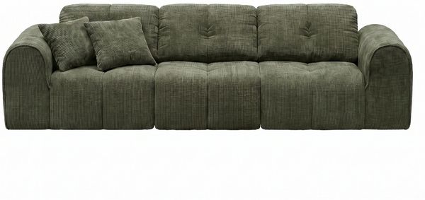 skølm 'Vanaheim' Sofa 3-tlg, 3 Sitzer mit 2 Kissen, Cloud Sofa dunkelgrün, Vollschaumcouch mit Federkern und Vakuum-Kompression, kein Aufbau erforderlich