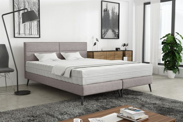 Polsterbett Doppelbett BERGAMO 120x200cm Komplettset Stoff Gemma Hellgrau